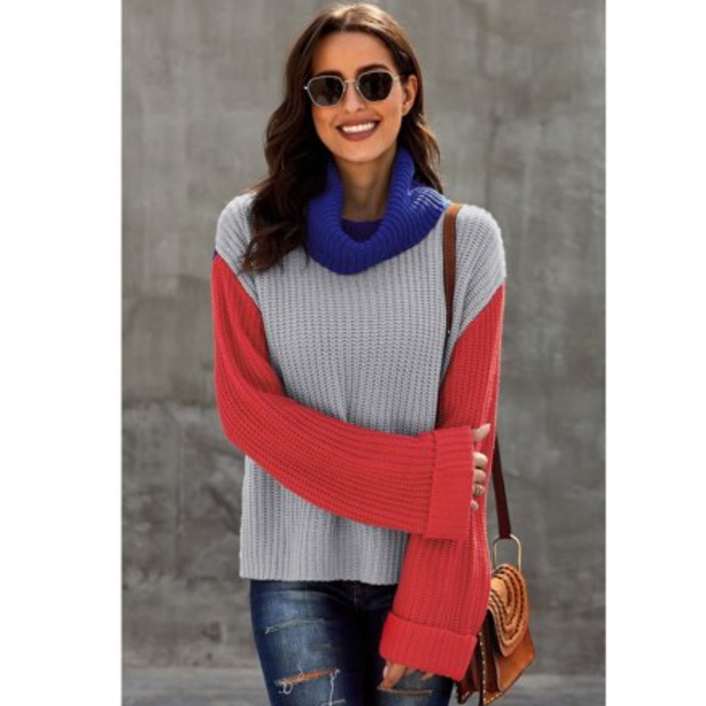 Shop17 Color Block Oversized Cropped Sweater - M/L